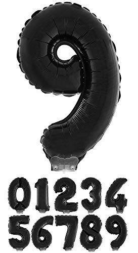 Das Kostümland Zahlen Folienballon 41 cm mit Stab - Schwarz Zahl 9 von Das Kostümland