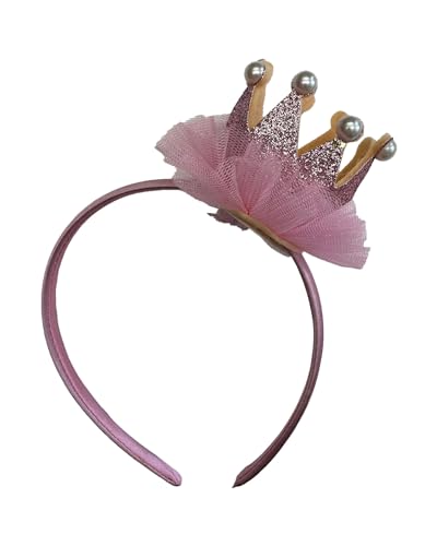 Das Kostümland Prinzessin Glitzer Krone mit Perlen und Rüschen - 414019 | Haarreif Silber Rosa von Das Kostümland