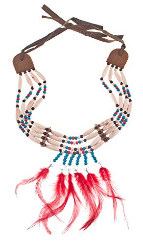 Indianer Halskette Tiki - mit Holzperlen und Federn - Beige Rot - Tolles Accessoire zu Wild West Kostümen an Karneval, Mottoparty oder Geburtstagsfeier Indianer Halskette Tiki - mit Holzperlen und Federn - Beige Rot - Tolles Accessoire zu Wild West Kostümen an Karneval, Mottoparty oder Geburtstagsfeier von Das Kostümland