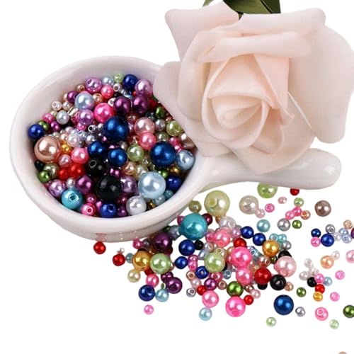150 Stück Kunstperlen, 3 mm - 8 mm, Kunstharz-Perlen mit Löchern für Schmuckherstellung, Armbänder, Halsketten, Ohrringe, runde Abstandshalter von Dasbsug