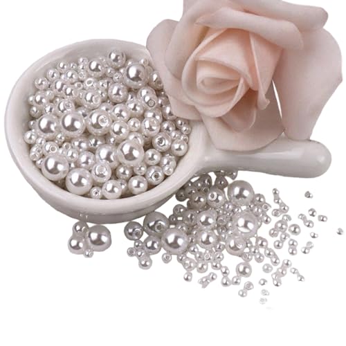 150 Stück Kunstperlen, 3 mm - 8 mm, Kunstharz-Perlen mit Löchern für Schmuckherstellung, Armbänder, Halsketten, Ohrringe, runde Abstandshalter von Dasbsug