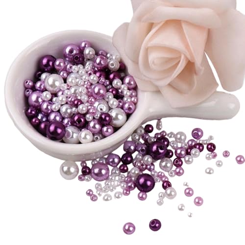 150 Stück Kunstperlen, 3 mm - 8 mm, Kunstharz-Perlen mit Löchern für Schmuckherstellung, Armbänder, Halsketten, Ohrringe, runde Abstandshalter von Dasbsug