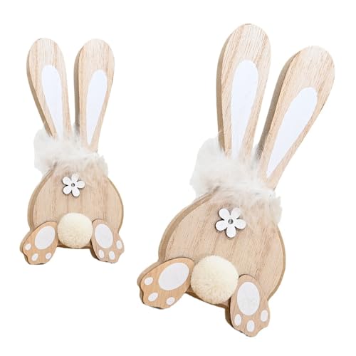 2 x Oster-Tischaufsätze, Holzornament, Feiertagsparty-Zubehör, wiederverwendbares Tischschild für Urlaub und Büro, Tischdekoration von Dasbsug