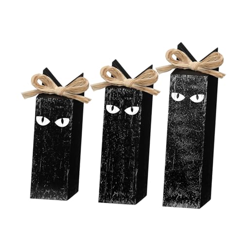 3-teiliges austauschbares bukolisches Holzdekor-Set für Weihnachten, Halloween und Herbst, Tischdekoration, saisonale Holz-Häuser-Akzente von Dasbsug