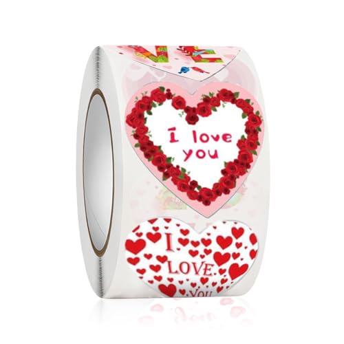 500 Stück Valentinstag Rose Herz Aufkleber 2,5 cm selbstklebende Verpackungsetiketten 25 mm Valentinstag für Verpackungen Dekoration Scrapbooking von Dasbsug