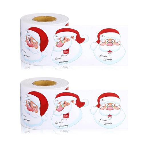 600 Stück Weihnachts-Verpackungsetiketten, Weihnachtsmann-Aufkleber, selbstklebende Namensetiketten für Geschenkbox, Süßigkeitentüten, Paketversiegelung 600 Stück Weihnachts-Verpackungsetiketten, Weihnachtsmann-Aufkleber, selbstklebende Namensetiketten für Geschenkbox, Süßigkeitentüten, Paketversiegelung von Dasbsug