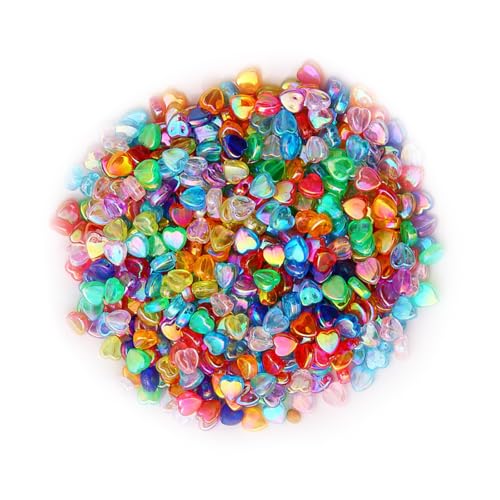Acrylperlen, Herz-/Sternform, Abstandshalter für Armbänder, Schlüsselanhänger, Schmuckherstellung, Kunst, Handwerk, Herz, Acryl, 10 Stück von Dasbsug