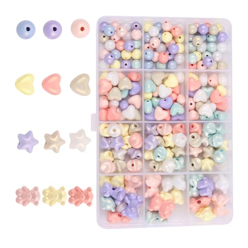 Bunte Acrylperlen mit Loch, zum Basteln, Herz, Bär, Abstandshalter für Armbänder, Schmuckherstellung, Projekt, rund, Abstandshalter, Herz, bunt für Armbänder von Dasbsug
