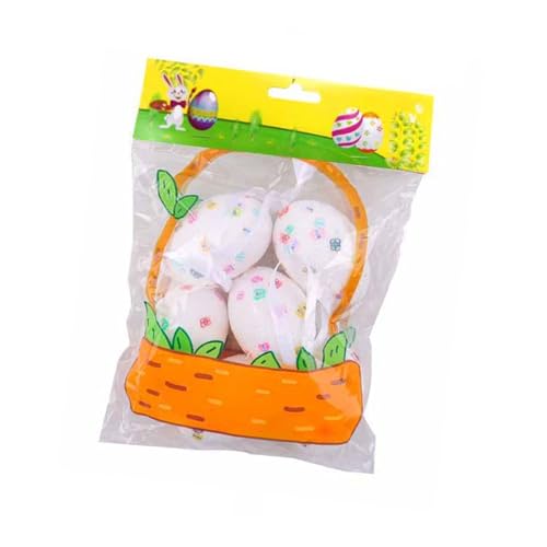 Dasbsug Bunte Eier zum Aufhängen, Dekoration, Set mit 6 kleinen Schaumstoff-Eier, 60 x 40 mm, für Feiertagsparty-Dekorationen und Korbfüller, Partyzubehör von Dasbsug