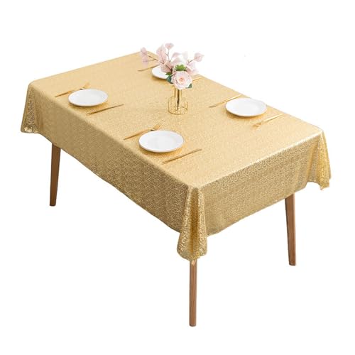 Dasbsug Stilvolle Polyester-Tischdecke, bestickt, Blumenmuster, Pailletten, wasserabweisende Oberflächen, wasserdicht, leicht zu reinigen von Dasbsug