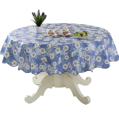 Dasbsug Tischdecke mit Blumenmuster, öldicht, wasserdicht, leicht zu reinigen, runde Tischdecken für Zuhause, Restaurant, Dekoration, Tischdecke, florale Tischdecke von Dasbsug