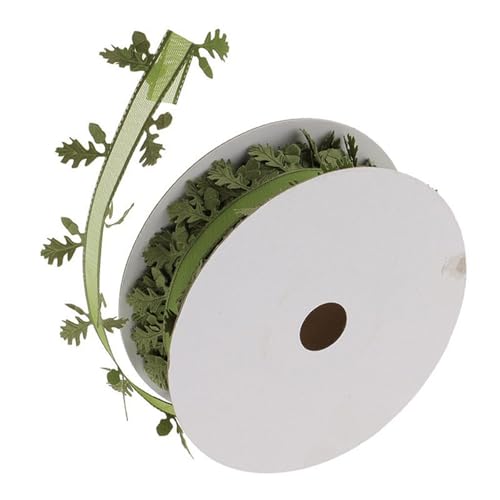 Dekoband mit Blättern, 40 mm breit, Weihnachtsdekoration, für Weihnachtskranz, Hochzeit, Dekoration, Verpackung, Verpackung, 20 m von Dasbsug