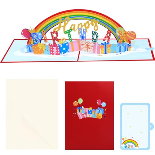 Dynamische Regenbogen-Geburtstagskarte mit Beispielschreibplatz, ausgezeichnetes Papier für Feste und Deck, zusätzliche Karton-Geburtstagskarte von Dasbsug