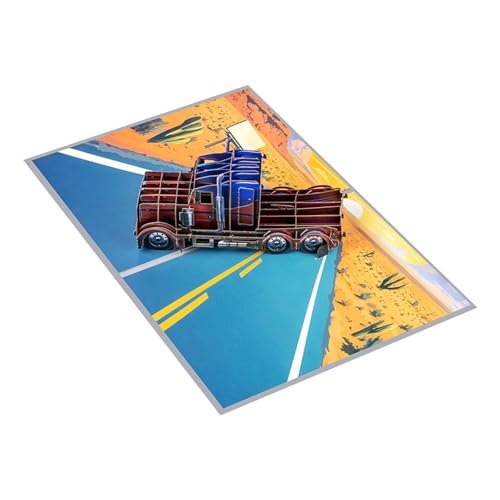 Filigrane Popup-Karte mit klassischem LKW, detaillierte Papier-Grußkarte mit klassischem LKW, kreatives Vatertagsgeschenk von Dasbsug