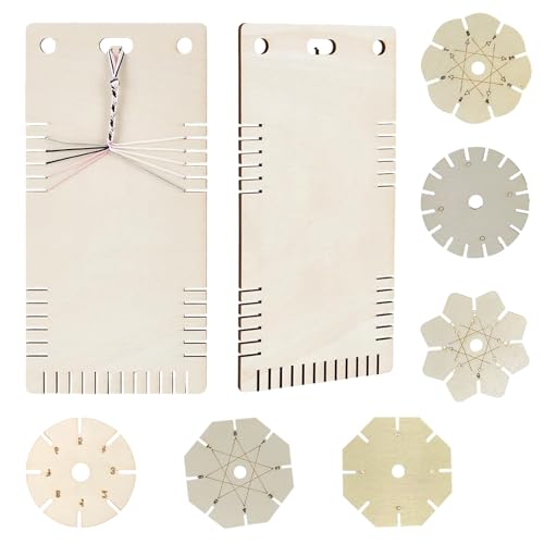 Flechtscheiben für Armbänder, Holzflechtscheiben, handgefertigt, Schmuck, Bastelwerkzeug, Perlenschnur, Scheiben für geflochtenes Seil, handgefertigt, kreisförmige Webscheibe für Halskette, 8 Stück von Dasbsug