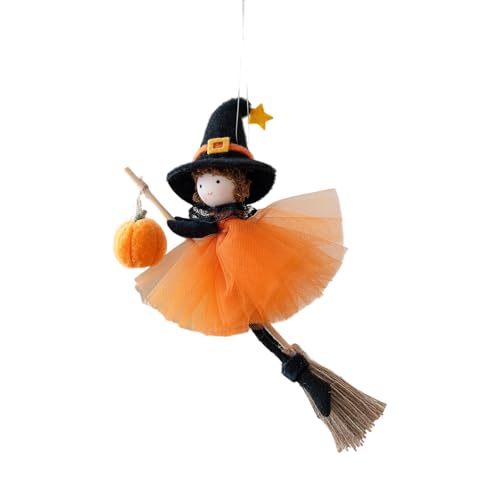 Hexenfigur aus weichem Stoff, hängende Dekoration, Besen, Mädchen, Ornament für Tür, Fenster, Kaminsims, Zuhause, Party, Dekoration von Dasbsug