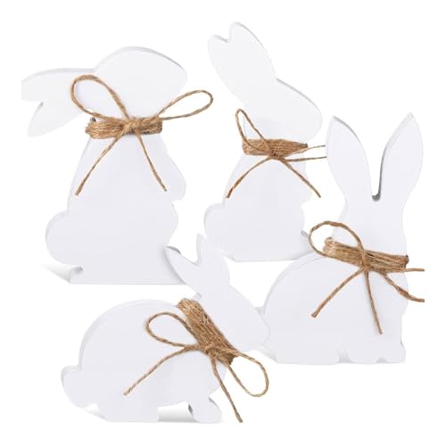 Holzschild in Hasenform, Hasenfigur, Tischdekoration, gestufte Tablett, Dekoration für Bauernhäuser, Hochzeit, Party, Dekorationen, 4 Stück von Dasbsug