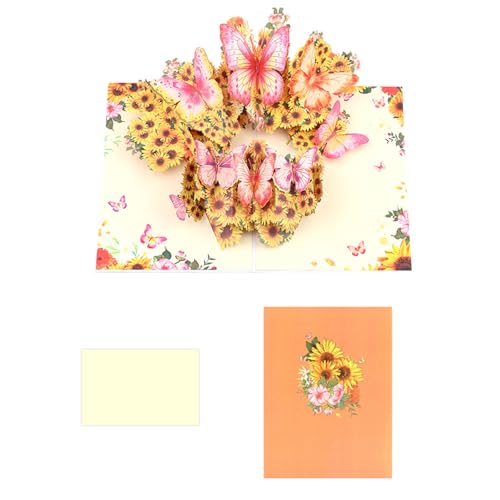 Künstlerische Pop-Up-Karte mit Blumen und Schmetterling, einzigartiges Popup mit Blumen und Schmetterlingen für Sammler und Geschenke, Geschenke für alle Altersgruppen von Dasbsug