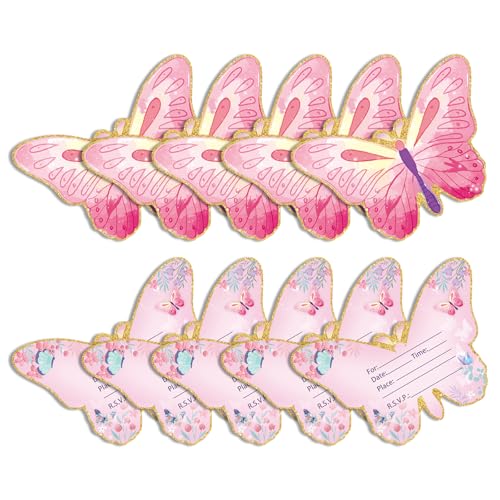 Partyzubehör mit Schmetterlingsmotiven, 1 Set für Geburtstage, inklusive Teller, Servietten, Becher, Einladungskarten und mehr, Party-Tischdecke und Flaggen von Dasbsug