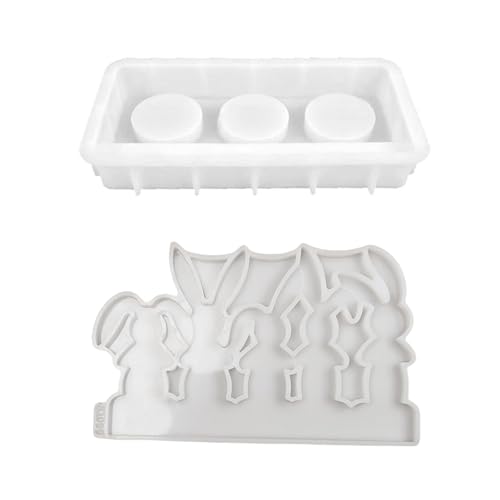 Silikon-Kerzenständer-Formen für Kaninchen-Figuren, zur Herstellung von Säulenhaltern, Heimdekoration, Epoxidharz-Formen, Lebensmittelqualität von Dasbsug