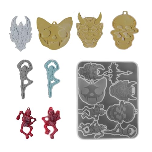 Stabile Silikonform mit Totenkopf-Anhängern für einzigartige Totenkopf-Anhänger, perfekt für Schmuck und Feiertage, Halloween-Harzform von Dasbsug