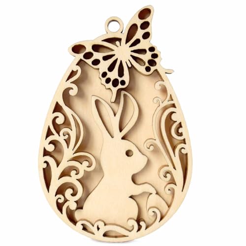 Unlackierte Holzbögen, Kaninchen, Eier, Form, Holzscheiben zum Zeichnen, Malen, Gravieren, Beizen, handgefertigt, Kunst, Handwerk, Klassenzimmer, Kunstbedarf von Dasbsug