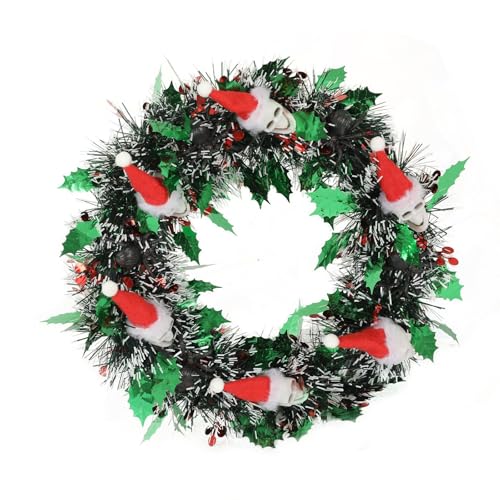 Weihnachts-Totenkopf-Kranz, Halloween-Hängedekorationen für Haustür, Kaminsims, Urlaub, Party, Innen- und Außenbereich, Urlaubsskelett Weihnachts-Totenkopf-Kranz, Halloween-Hängedekorationen für Haustür, Kaminsims, Urlaub, Party, Innen- und Außenbereich, Urlaubsskelett von Dasbsug