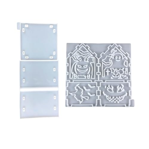 Wiederverwendbare Silikon-Hausformen für Halloween-Partys, Dekorationen, Schokoladenherstellung und Miniatur-Harz-Halloween-Bastelformen, 2 Stück Wiederverwendbare Silikon-Hausformen für Halloween-Partys, Dekorationen, Schokoladenherstellung und Miniatur-Harz-Halloween-Bastelformen, 2 Stück von Dasbsug