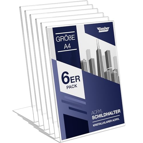Schilderhalter mit abgeschrägter Rückwand, A4 Premium Portrait Werbetafel, Tisch Aufsteller, Rahmen im Staffelei-Stil, Plastik Broschürenhalter für Haus, Büro, Geschäft, Laden Schilderhalter mit abgeschrägter Rückwand, A4 Premium Portrait Werbetafel, Tisch Aufsteller, Rahmen im Staffelei-Stil, Plastik Broschürenhalter für Haus, Büro, Geschäft, Laden von Dasher Products