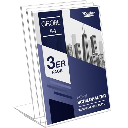 Dasher Products Schilderhalter mit abgeschrägter Rückwand, A4 Premium Portrait Werbetafel, Tisch Aufsteller, Rahmen im Staffelei-Stil, Plastik Broschürenhalter für Haus, Büro, Geschäft, Laden Dasher Products Schilderhalter mit abgeschrägter Rückwand, A4 Premium Portrait Werbetafel, Tisch Aufsteller, Rahmen im Staffelei-Stil, Plastik Broschürenhalter für Haus, Büro, Geschäft, Laden von Dasher Products