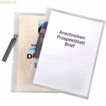 Dataplus Klemmhefter A4 PP bis 50 Blatt mit A4-Tasche natur-transparen von Dataplus