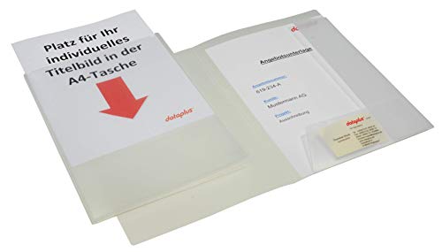 Dataplus 25541.086 Angebotsmappe, PP klar, A4-Tasche außen aufgeschweißt, Plastik transparent passend für C4 Versandtasche, Visitenkartenhalter, 2 Einschlagklappen von Dataplus