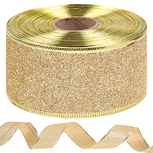 1 Rolle Golden Geschenkband Weihnachten, 25 Yard/22M Glitter Weihnachtsbänder Schleifenband Satinband Dekorative Bastelband für DIY Geschenkverpackungen, Weihnachtsbastel Weihnachtsbaum Dekor 1 Rolle Golden Geschenkband Weihnachten, 25 Yard/22M Glitter Weihnachtsbänder Schleifenband Satinband Dekorative Bastelband für DIY Geschenkverpackungen, Weihnachtsbastel Weihnachtsbaum Dekor von DatingShiny
