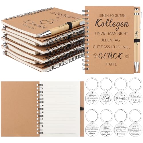 8 Sets Dankeschön Geschenk für Kollegen Mitarbeiter Abschiedsgeschenk Kollegin Mini Notizblöcke Notizbuch Holzkugelschreiber Schlüsselanhänger Ruhestand Abschied Geschenk Kleine Geschenke für Kollegen von DatingShiny
