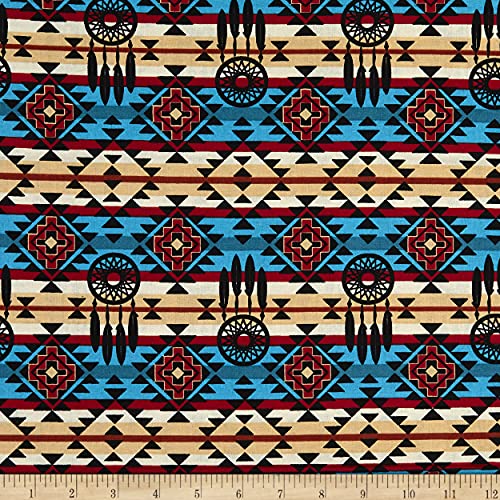 Native Dreamcatcher Türkis Quiltstoff von Yard Native Dreamcatcher Türkis Quiltstoff von Yard von David Textiles