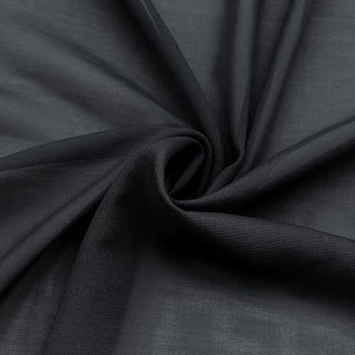 David accessories Chiffon-Stoff, Chiffon-Stoff, 150 cm breit, weich, durchscheinend, für Hochzeitsbögen, Drapierstoff, Brautkleid, Nähen, Party-Hintergrund (schwarz, 4,5 m) von David accessories