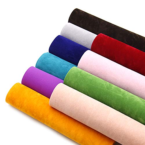 David accessories Doppelseitiger samtweicher Stoff, 10 Stück, 20 cm x 33 cm, verschiedene Farben, für selbstgemachte Taschen, börsen, Brillen, Tücher, Bastelprojekte (Samtstoff) von David accessories