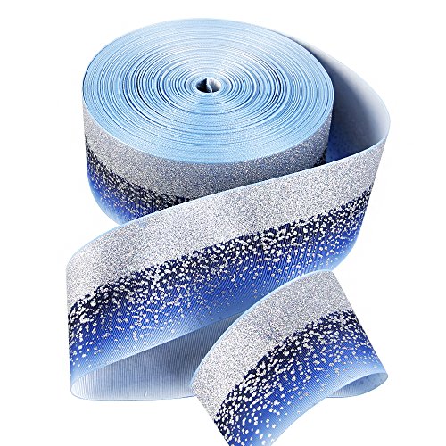 David accessories Ripsband aus Glitzerstoff, 7,6 cm x 4,57 m/Rolle, handgefertigte Haarschleifen, Geschenkverpackung, Party-Dekoration, Nähprojekte, Hochzeitsveranstaltungen (blau) von David accessories