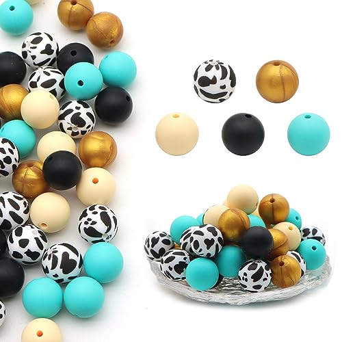 David Accessories Silikonperlen, 15 mm, runde Perlen für Schlüsselanhänger, Stifte, Schlüsselbänder, Armbänder, Halsketten, Schmuckherstellung, Bastelarbeiten, 50 Stück (L) von David accessories