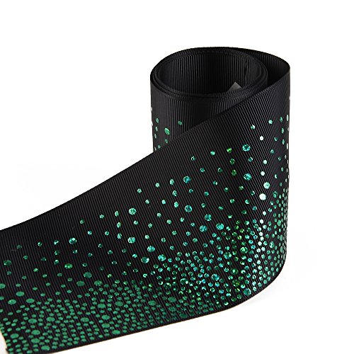Ripsband mit Lasergravur, Regenbogenfarben, gepunktet, 7,6 cm breit, 4,5 m, für selbstgemachte Haarschleifen, Zubehör und Festivals, Hochzeiten, Partys, Geburtstage, Brautpartys, Dekoration (Grün und Ripsband mit Lasergravur, Regenbogenfarben, gepunktet, 7,6 cm breit, 4,5 m, für selbstgemachte Haarschleifen, Zubehör und Festivals, Hochzeiten, Partys, Geburtstage, Brautpartys, Dekoration (Grün und von David accessories
