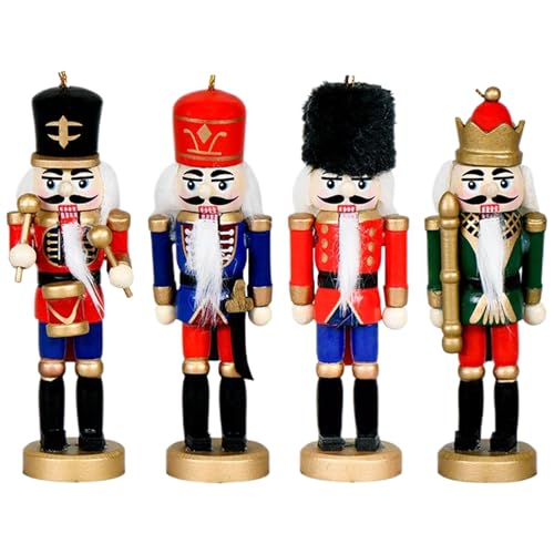 Davivian Weihnachtsnussknacker - Holz Nussknacker Soldat - 4-teilig Holzfiguren Schmuck für Christbaum Kaminsims Tischdekoration Bücherregal Wanddekoration Davivian Weihnachtsnussknacker - Holz Nussknacker Soldat - 4-teilig Holzfiguren Schmuck für Christbaum Kaminsims Tischdekoration Bücherregal Wanddekoration von Davivian