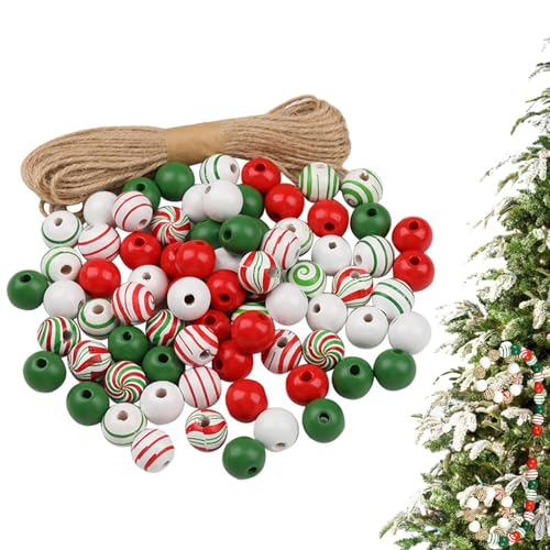 Davivian Weihnachtsperlen Für Bastelarbeiten | Holzperlen Set Für Weihnachtsschmuck | Deko Festlich Ornament Für Aktivitäten Festival Mädchen Frauen Party Basteln Treffen Kunst von Davivian