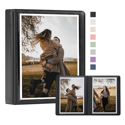 Dawnhua Kleines Fotoalbum, 10,2 x 15,2 cm, 36 Taschen, Kunststoff, anpassbar, Mini-Fotobuch, 10 x 15 cm, Bilder für Hochzeit, Familie und Reisen (schwarz) von Dawnhua