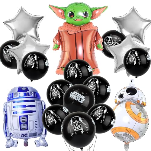 Ballons Geburtstag Deko, 6 Stück Star Krieg Luftballons, Yod Geburtstagsdeko, Sterne W-ars Party Balloon Roboter für Kindergeburtstag Party Supplies Dekorationen Ballons Geburtstag Deko, 6 Stück Star Krieg Luftballons, Yod Geburtstagsdeko, Sterne W-ars Party Balloon Roboter für Kindergeburtstag Party Supplies Dekorationen von Dawumin