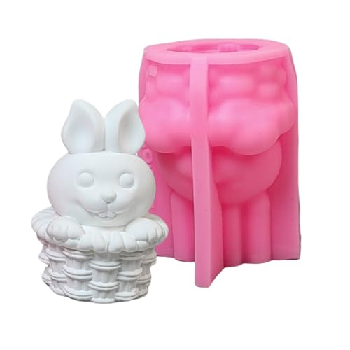 3D Korb Kaninchen Statue Silikonkerzenform Epoxidharz Silikonformen Für Kerzenseife Fondant Schokoladenkuchen Backen von Dawutocap