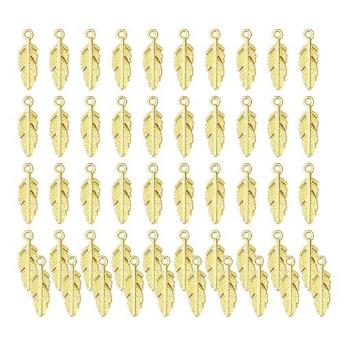 50 Stück gefiederte Charm-Anhänger, Bastelzubehör für Schmuckdesigner und Bastelprojekte, dekoratives Accessoire, Federanhänger für Anhänger-Dekorationen 50 Stück gefiederte Charm-Anhänger, Bastelzubehör für Schmuckdesigner und Bastelprojekte, dekoratives Accessoire, Federanhänger für Anhänger-Dekorationen von Dawutocap