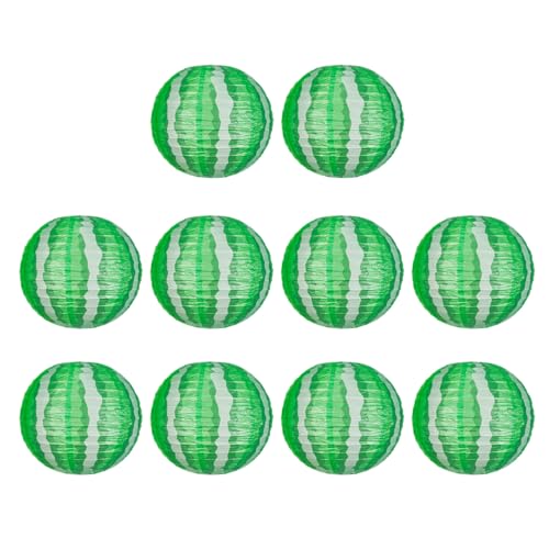 Dawutocap Hängelampen mit Wassermelonen-Motiv, bunte Party-Dekorationen, Papiertücher, Pompons, Blumen, 10 Stück von Dawutocap