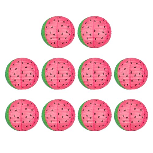 Dawutocap Hängelampen mit Wassermelonen-Motiv, bunte Party-Dekorationen, Papiertücher, Pompons, Blumen, 10 Stück von Dawutocap