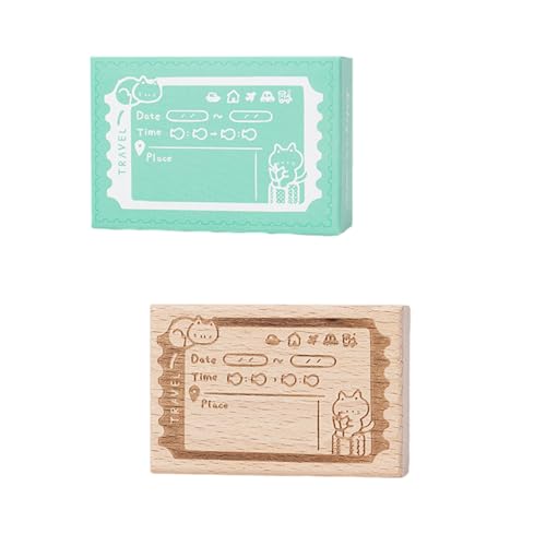Dawutocap Holzstempel im Vintage-Stil, Tier-Kätzchen-Motiv, für Scrapbooking, Kartenherstellung, Journaling, Fotoalbum, Verpackung, handgefertigter Stempel von Dawutocap