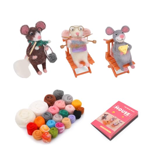 Dawutocap Mausfamilie Wolle Felted Set Nadel Filling Supplies Mit Anleitungsnadel Filzkissen Filzing Nadel Für Anfänger Dawutocap Mausfamilie Wolle Felted Set Nadel Filling Supplies Mit Anleitungsnadel Filzkissen Filzing Nadel Für Anfänger von Dawutocap